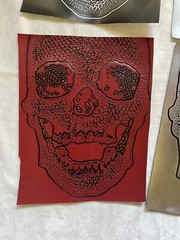 4 Pieces faux leather Fabric Embossed Textured Skull Design For Arts & Crafts