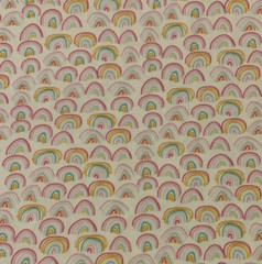 HTF Dear Stella Abstract Rainbow Fabric Blue Yellow Pink Green Fuchsia White BTY