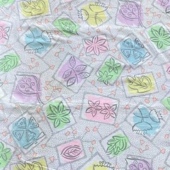 BTY 1980s Pop Art Floral Leaf Fabric Vintage Pastel Cotton