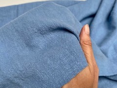 Stone Washed Plain Linen Fabric Soft Material Curtains Dress 55″ Wide Denim Blue