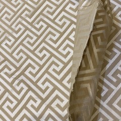 3.7 Yards Reversible Greek Key Upholstery Fabric Beige Tan Geometric 58 Wide