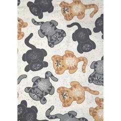 Novelty Cat Print Cotton Fabric Ginger Grey Black Cats 34 x 35