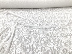 Embroidered Stretch Lace Apparel Fabric Sheer Ivory Floral PP50