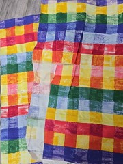 Vintage 1995 Spectrum Fabrics Bright Squares Cotton Fabric 34″ L x 56″ W