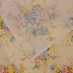 2 Yards 31″ Country Floral Blue/Yellow 100% Cotton Quilting Fabric Single Piece
