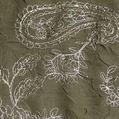 Silver and gold embroidered fabric Green with sequins 56″ wide one yard plus 30″