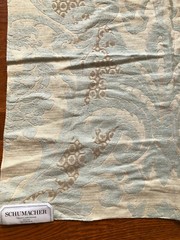 SCHUMACHER Toscana Linen Damask in Powder Blue 26 3/4 x 27″ Fabric Sample