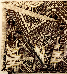 Cotton Tribal African Fabric Beige & Brown Print MUDCLOTH DESIGN 2 2/3 yds x 36″