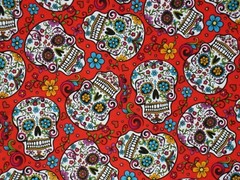 FAT QUARTER FOLKLORIC SUGAR SKULLS 100% COTTON FABRIC GOTHIC DAVID TEXTILE FQ