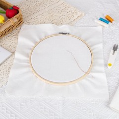 8 PCS Linen Embroidery Fabric, Pre-Cut Solid Color 13.8 × 13.8 Inch Square Ne…