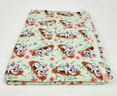 Snuggle Flannel Baby Fabric Koala Bears in a Tree 30″ x 42″ Green Pink Gray