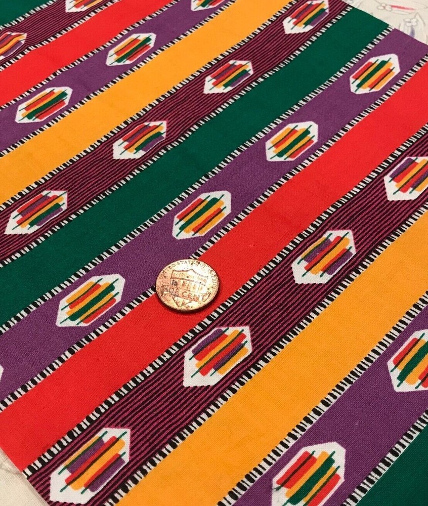 Colorful Stripes(Red Purple Yellow Green)*Cranston *100% Cotton Remnant*22″ x 8″