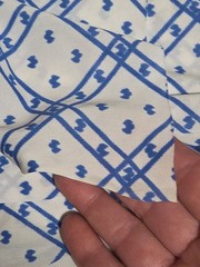 White Blue Indian Block Print Fabric Sewing Dress Craft Poly 46×120″ Vintage NEW