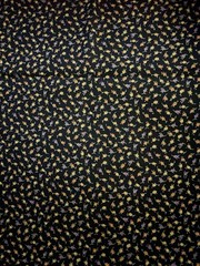 VTG Tiny Ditzy Black w/Multicolored Rosebuds Cottagecore /French Country BTFQ