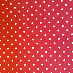1.4 YDS Sevenberry Japan Cotton Flax Canvas Fabric Med Natural Dots on Red