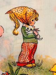Darling 70s Girls With Cats Manes Holly Hobbie Inspired 45” Wide 7 Yards Fabric