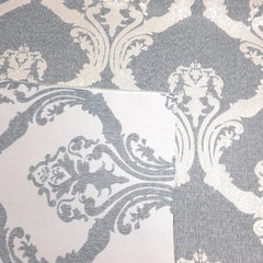 Slate Gray White Lace Look Damask Jacquard Drapery Upholstery 56″ By The Yard