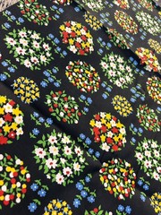 Vintage John Wolf Textiles Floral Bouquets Printed Cotton Fabric 3 1/2 Yards