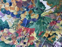 VTG Whiteheads Fabric “Watercolor Grapes” 4.625″x54″ Scotchguard Beautiful! HTF