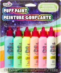 Dimensional Glow Fabric Paint Set 6-Pack Glow in Dark Bright Neon Colors