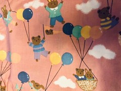 VTG Juvenile Puppies Bunnies & Bears w/ Balloons Hoffman California Fabric BTFQ