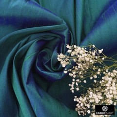 Peacock 100% Pure Silk Fabric By The Yard, 41 inches width Blue Silk Fabric