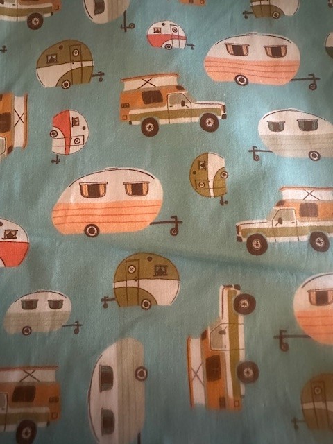 Vintage Camping Retro Camper Teal 2/3 yard Paintbrush Studio Fun Sewing Project