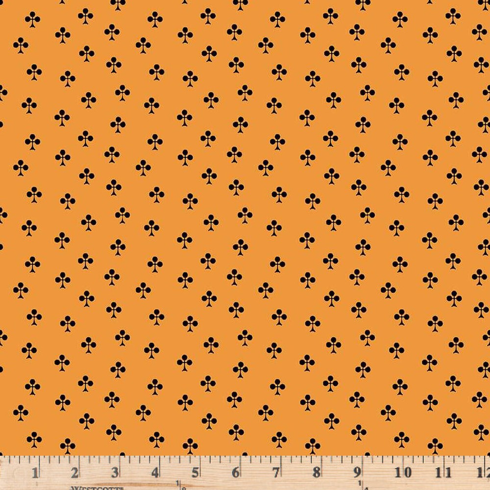 Queen of We’een Clubs Orange Halloween Fabric C13172 Half Yard Continuous Cuts