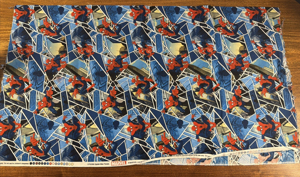 NEW Marvel Spiderman Super Hero DC Comics Cotton Fabric 1 Yard