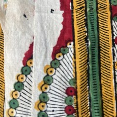 Vintage Cotton Blend Fabric Remnant Ethnic Tribal Peasant Geometric 34 W x 135 L