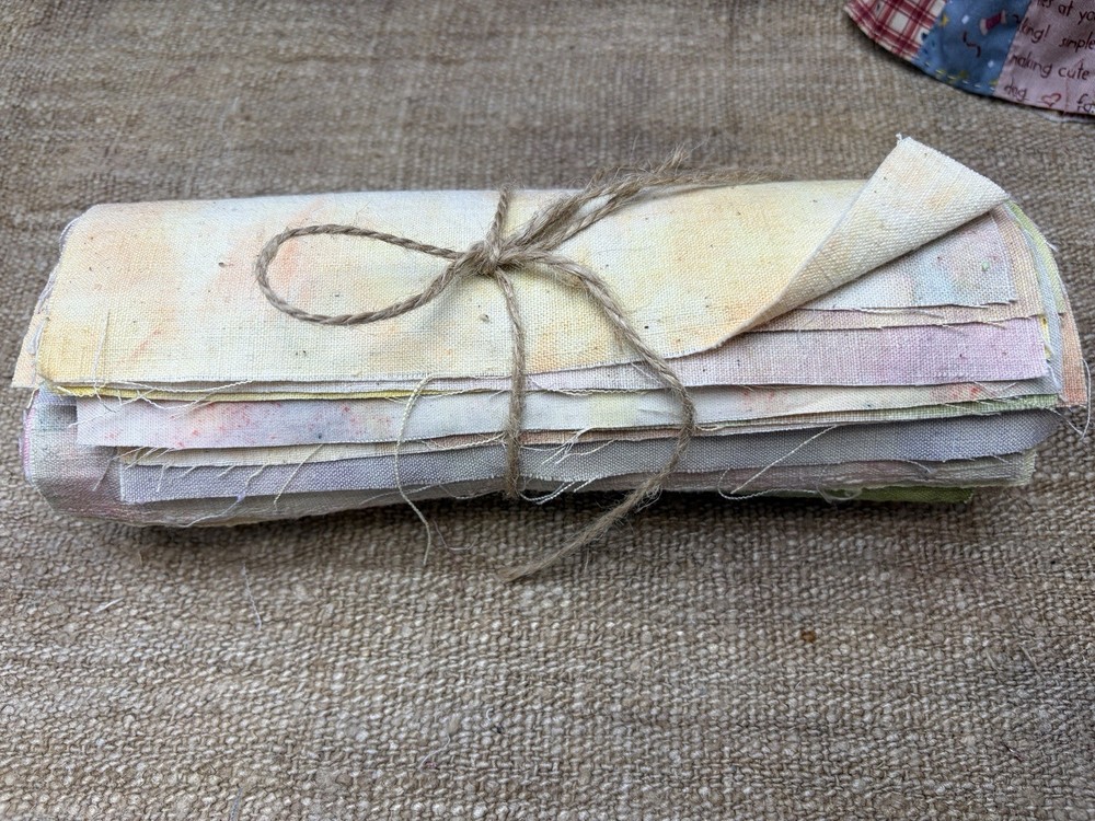 20 Plant Dyed Antique Homespun Fabric Squares 9*9 In Soft Pink Quilt Slow Stitch