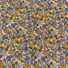 OOP Feedsack VC 1930 Floral Fabric By Windham Blue Golden Yellow Green White BTY