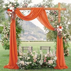 4 PCS Wedding Arch Draping Fabric 20 Ft x 28 Inch Orange Chiffon Sheer Drapes