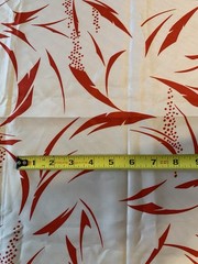 Vintage Floral Print Fabric 44” X 108” 3 Yards Polyester Red White Merry Mary
