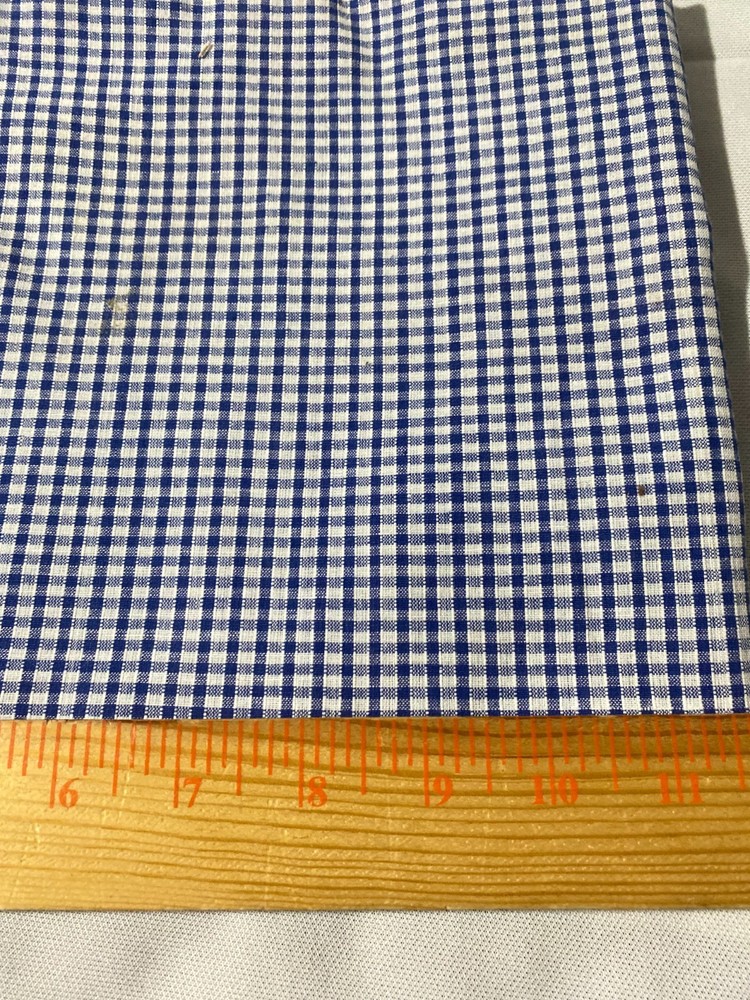 Woven cotton polyester blend fabric-blue & white plaid check 2 yards 5″ x 44″