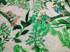 25 Yards Fabric Indian White Owl Hand Printed Cotton Fabric Sewing Fabrics