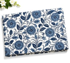 Indian Hand Block Print 60/60 White 100% Cotton Fabric by The Yard, Lightweig…