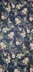 Navy Blue floral Printed spandex stretchable Fabric wrinkle-Free 60” W Sold BTY