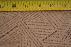 By 1/2 Yd, Brown Bird Book Pages Print on Brown Quilt Cotton, Moda/Taylor,M8129