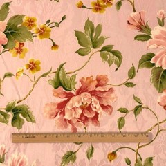 Mill Creek Floral PETAL Pink Cotton Drapery Curtain Pillow Fabric 1.375 Yards