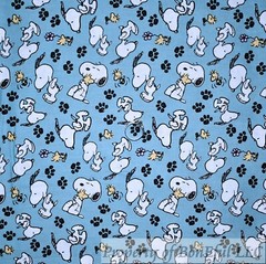 BonEful Fabric FQ Cotton Quilt Blue White 4H Club Print Clover Farm Horse Sheep