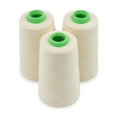Raw White All Purpose Cotton Thread – 3 Spools, 40/2 Connecting Threads