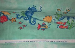 Novelty Under the Sea Border Print Seahorse Scallops Starfish Coral & Fish BTHY