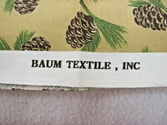 BAUM TEXTILE, INC COTTON QUILTING FABRIC 26″ X 44″ TAN PINE CONES GREEN NEEDLES