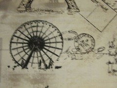 VINTAGE PARIS EIFFEL TOWER MAP SCRIBE TANS COTTON FABRIC FQ