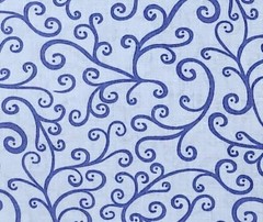 Blue Pastel Vines Scroll Floral Flower Cotton Quilting Fabric 1 3/8 yards only