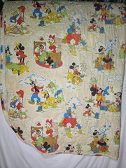 Vintage Walt Disney Productions Mickey and Friends Quilted Fabric Panel