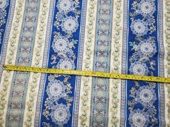 4.4 Yards Blue Gold Floral Stripe Hi-Fashion Fabrics Quilt Cotton Fabric 44″ W