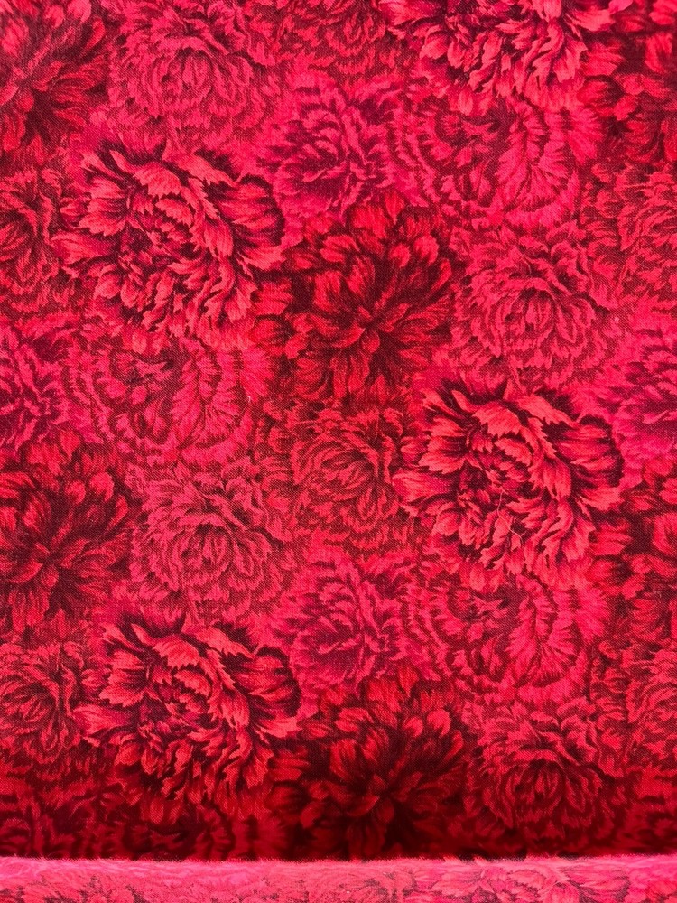 State Flowers by Fabri Quilt Red Floral Quilting Fabric Washed 35 Inches Long