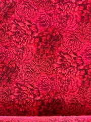 State Flowers by Fabri Quilt Red Floral Quilting Fabric Washed 35 Inches Long